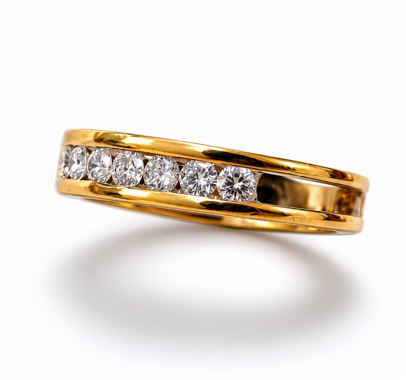 Anillo Alianza con Diamantes en Oro 18K | Talla 19 | 7,5 g