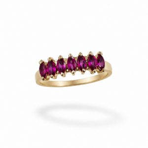 Anillo con Circonitas Rosas en Oro 18K | Talla 13 | 1,35 g