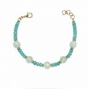 Pulsera de Plata Chapada en Oro con Amazonitas Naturales