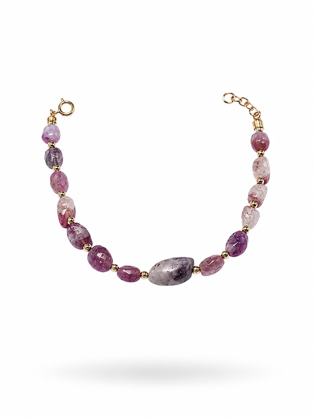 Pulsera de Plata Chapada en Oro con Turmalinas Rosadas Naturales