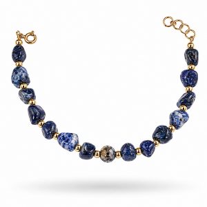 Pulsera de Plata Chapada en Oro con Lapislázuli Natural