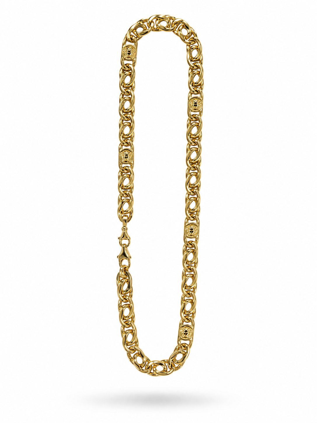 Cadena Doble Anilla con Medallones de Medusa en Oro de 18K