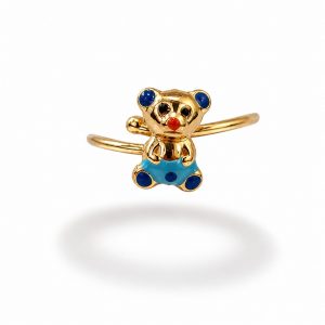 Anillo Oso Esmaltado en Oro 18K | Talla 7 | 1,27 g