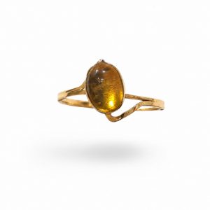 Anillo con Piedra Sol en Oro 14K | Talla 11 | 0,72 g