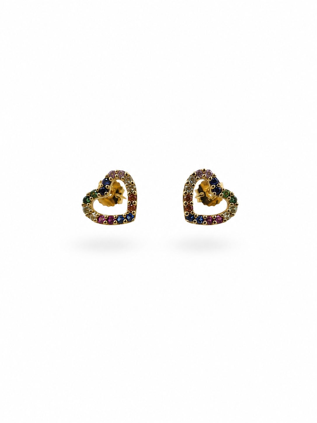 Pendientes Corazones con Circonitas en Oro 18K | 0,70 g