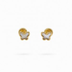Pendientes Bebé Mariposa con Nácar en Oro 18K | Delicadeza y Encanto Infantil