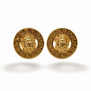 Pendientes Redondos Medusa en Plata Bañada en Oro