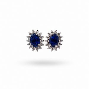 Pendientes Rosetón de Plata con Circonita Azul
