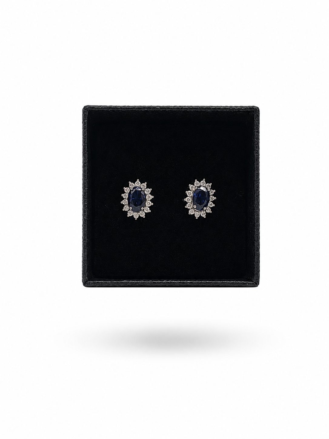Pendientes Rosetón de Plata con Circonita Azul