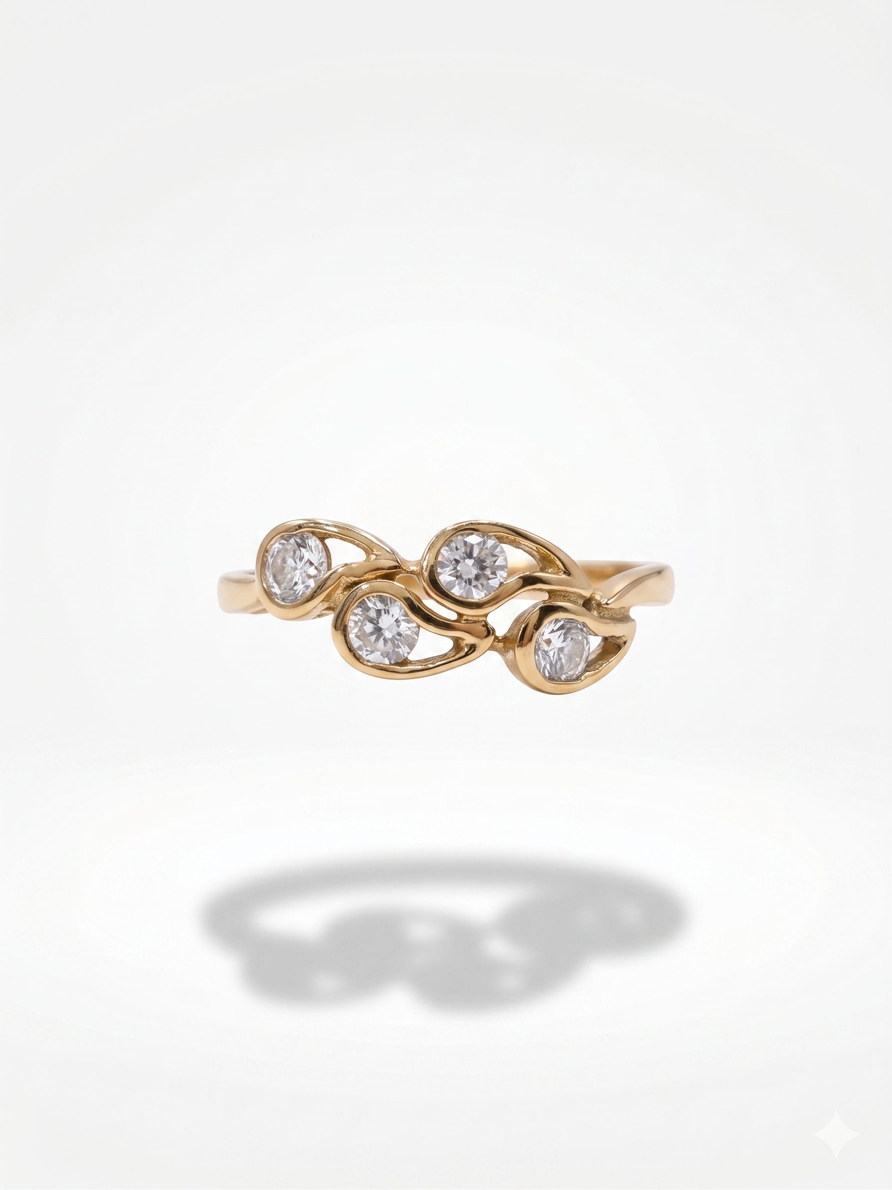 Anillo Gotas con Circonitas en Oro 18K | Talla 17 | 1,77 g