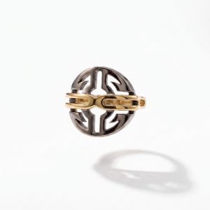 Anillo Bicolor Estilo Trocado en Oro 18K | Talla 13 | 7,05 g