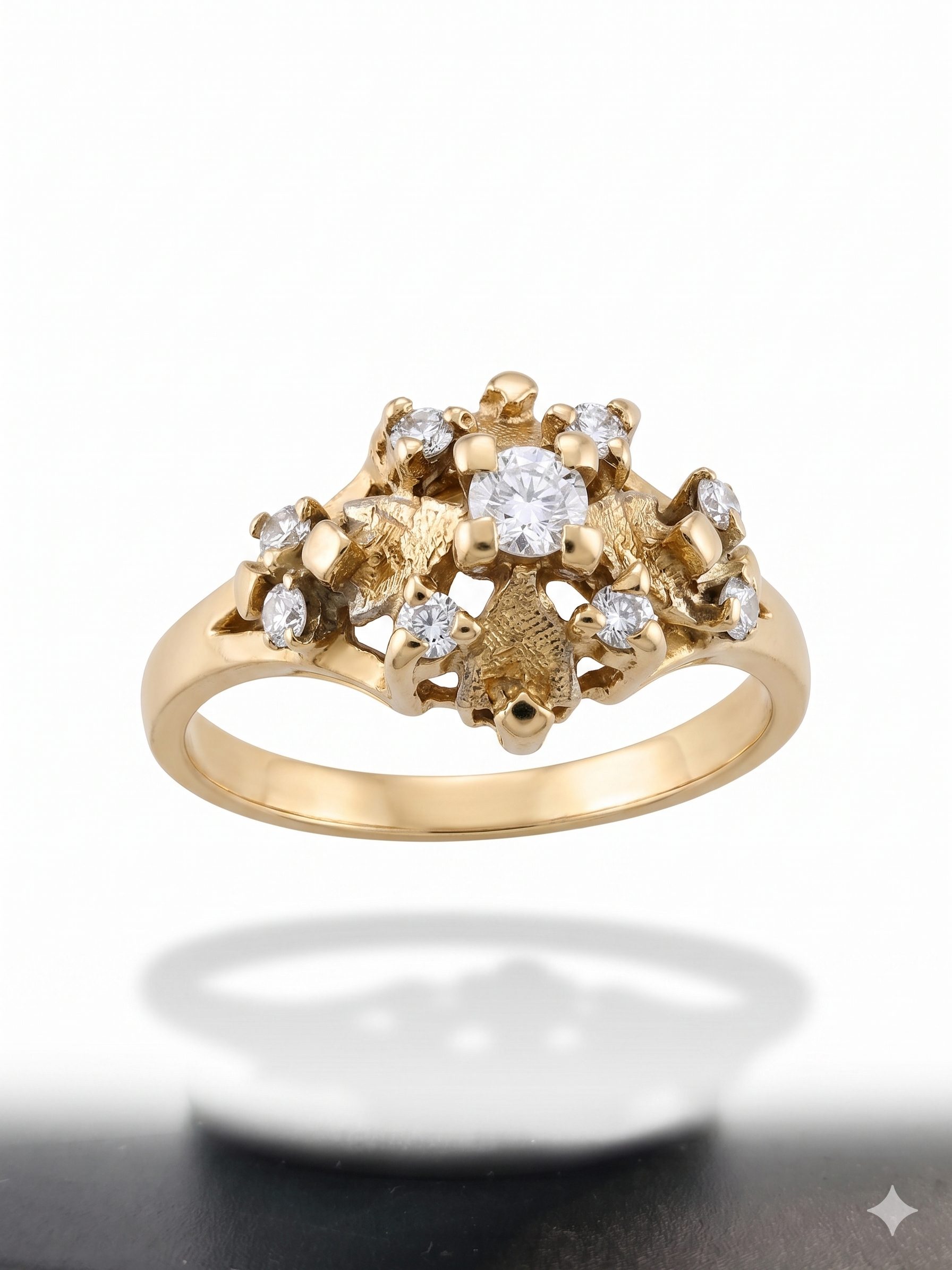 Anillo Rosetón de Diamantes en Oro 18K | Talla 16 | 3,8 g