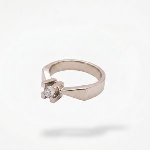 Anillo Solitario de Oro Blanco con Diamante en Oro 18K | Talla 12 | 5,7 g