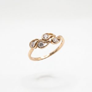 Anillo Gotas con Circonitas en Oro 18K | Talla 17 | 1,77 g