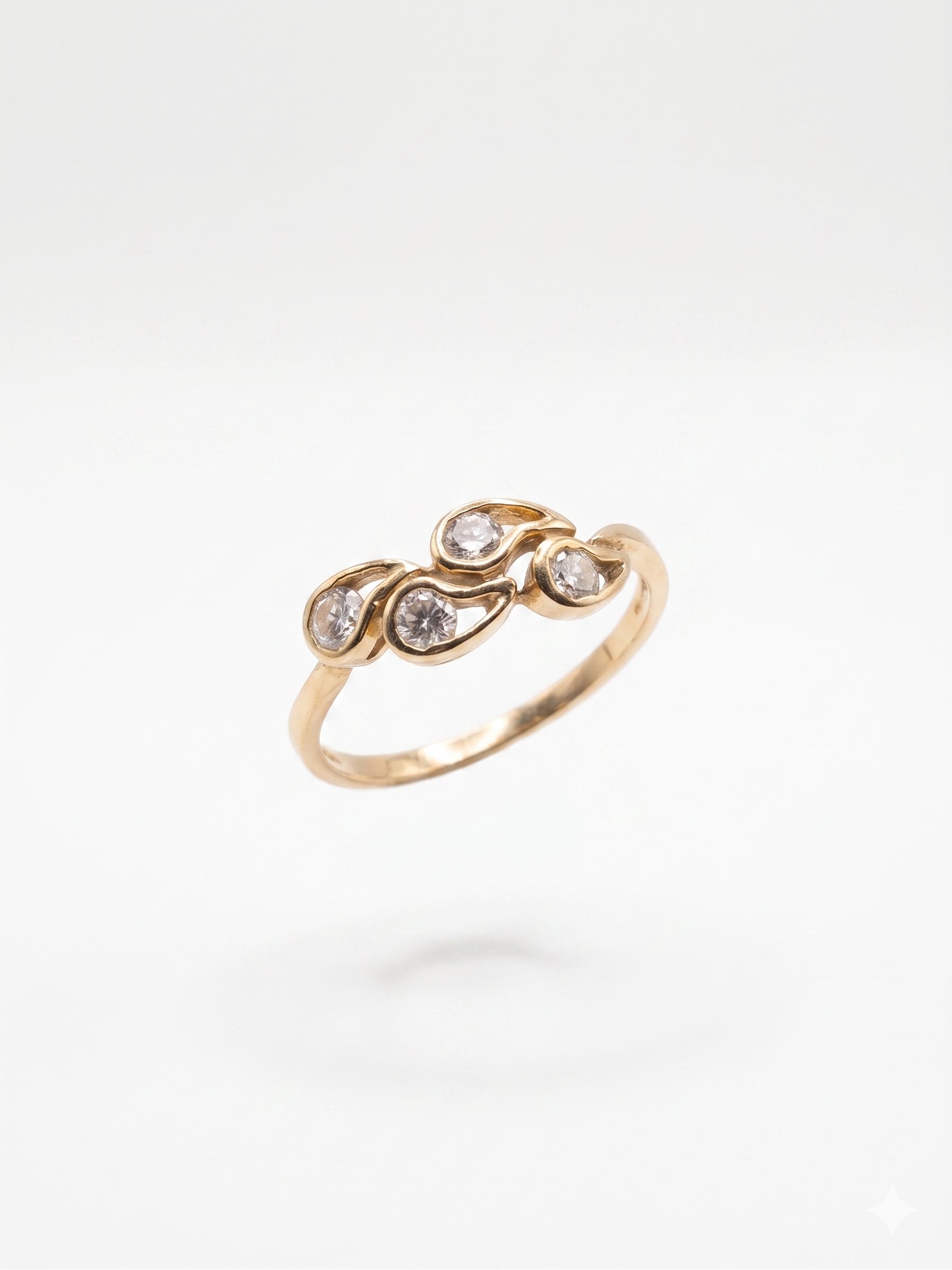 Anillo Gotas con Circonitas en Oro 18K | Talla 17 | 1,77 g