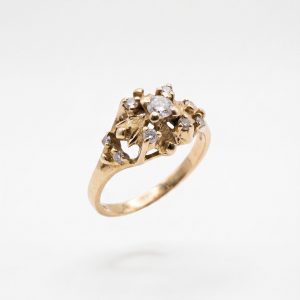 Anillo Rosetón de Diamantes en Oro 18K | Talla 16 | 3,8 g