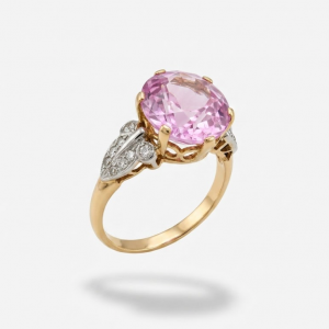 Anillo Vintage con Rosa de Francia y Diamantes en Oro 18K | Talla 18 | 7,35 g