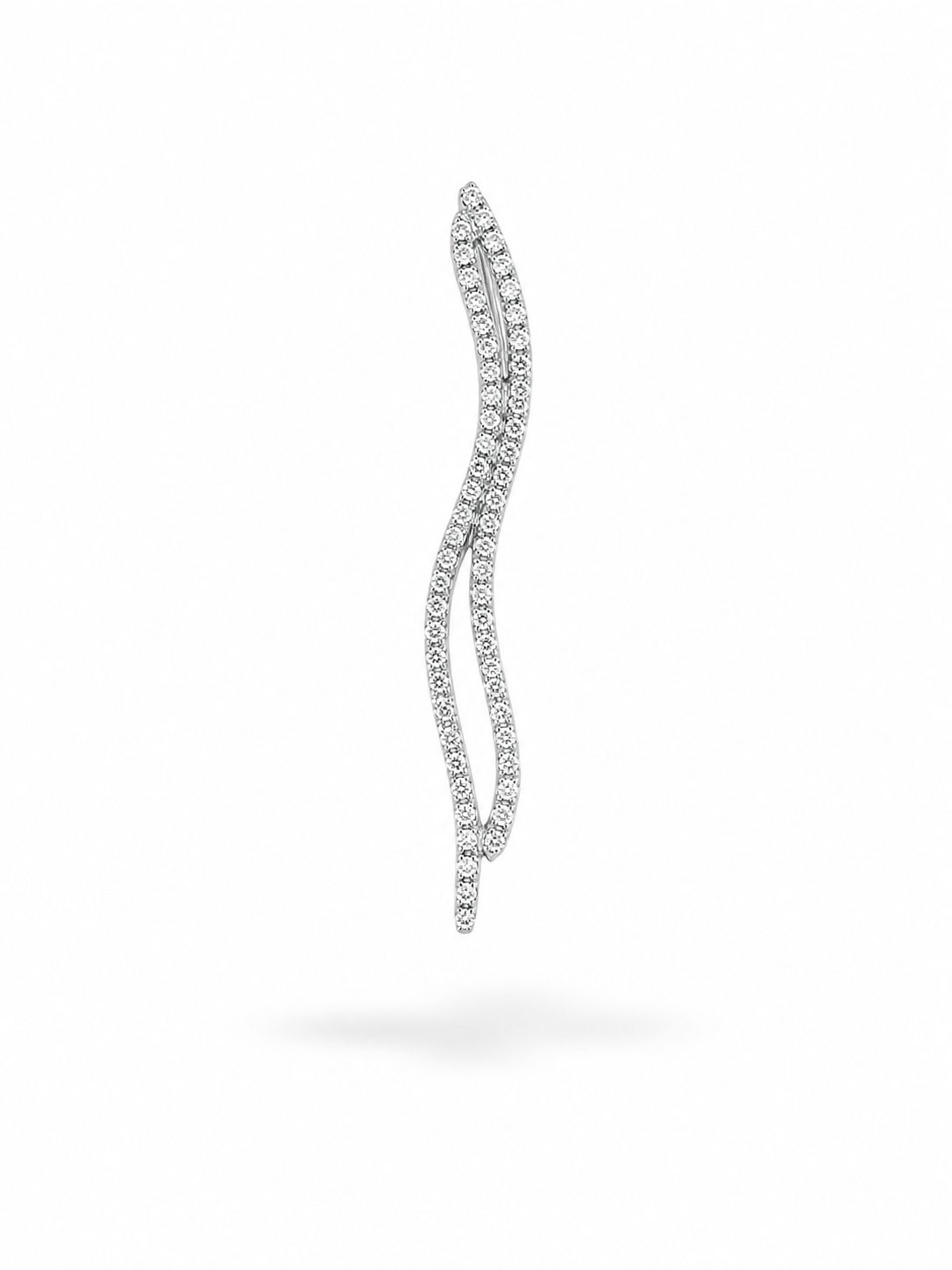 Colgante de Doble Línea Alargada con Diamantes en Oro Blanco de 18K