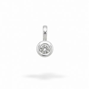 Colgante Solitario Redondo con Diamante en Oro Blanco de 18K