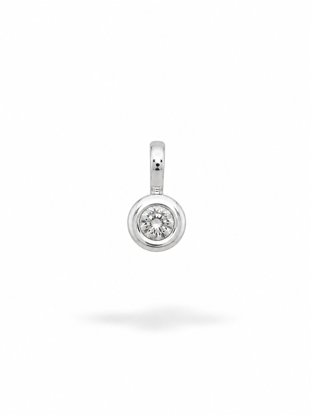 Colgante Solitario Redondo con Diamante en Oro Blanco de 18K