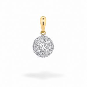 Colgante Media Esfera con Circonitas de Oro Blanco de 18K
