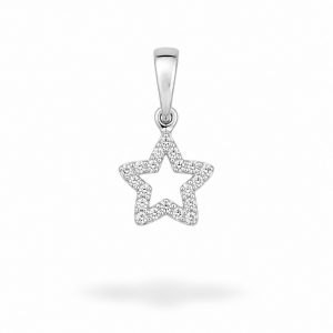 Colgante Estrella de Oro Blanco de 18K con Diamantes