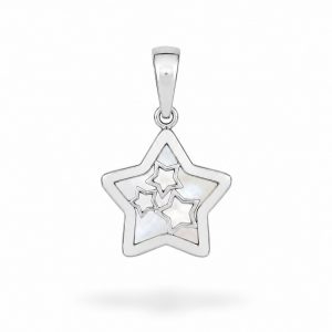 Colgante Estrella Doble Cara de Oro de 18K con Nácar y Circonitas