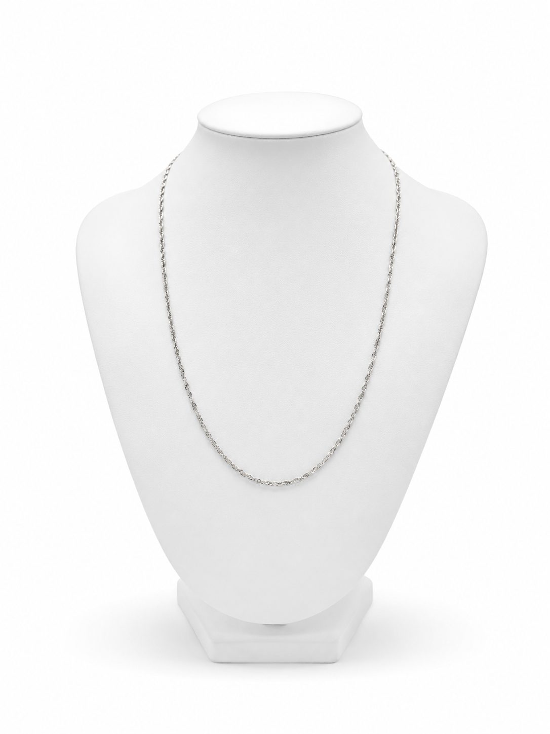 Cadena Espiral de Oro Blanco de 18K – 40 cm – 1 mm – 1g