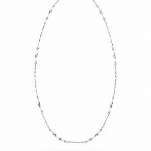 Cadena Mixta de Oro Blanco de 18K Rolo y Espiral – 42 cm