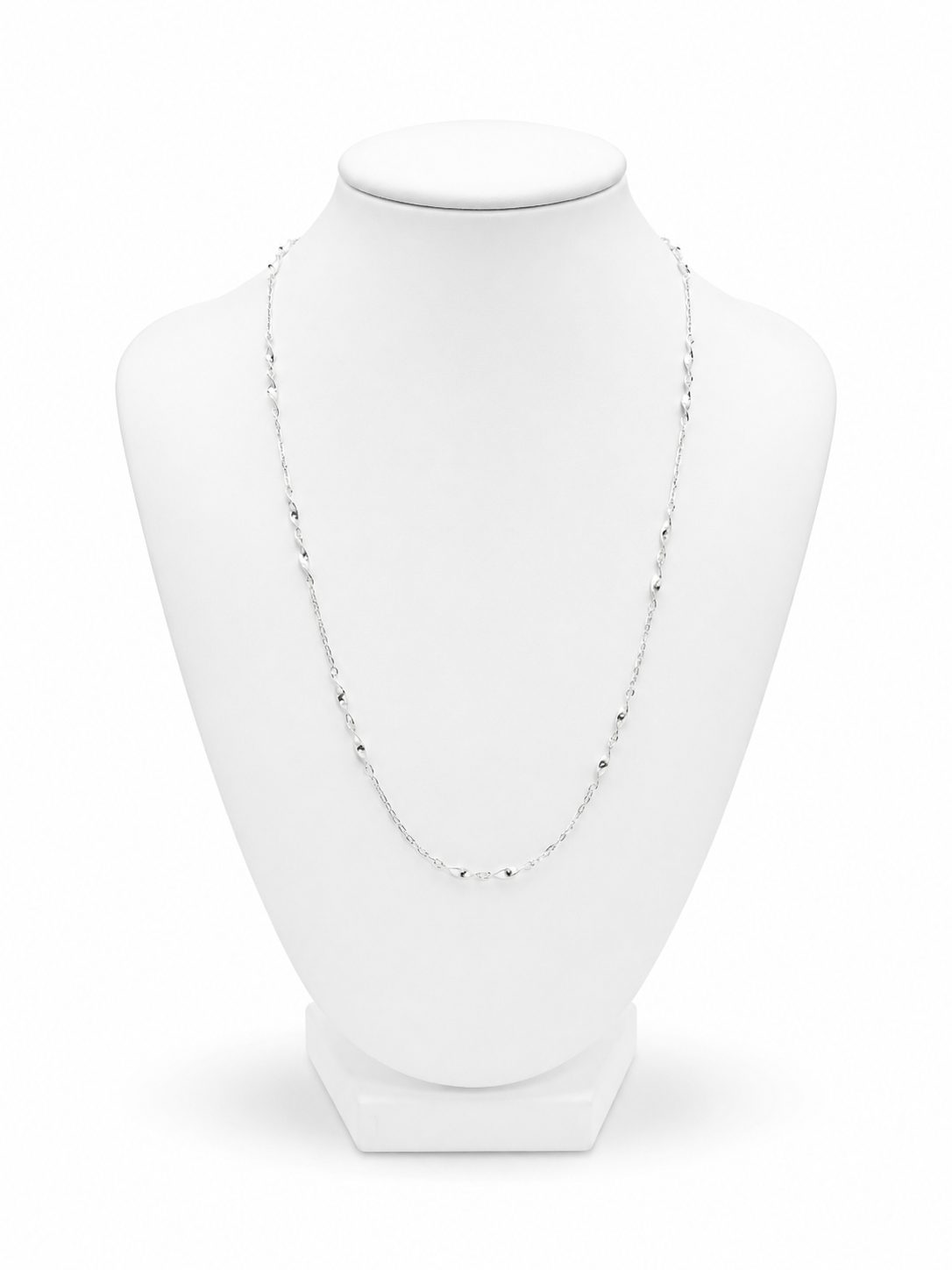 Cadena Mixta de Oro Blanco de 18K Rolo y Espiral – 42 cm – 2mm – 2,1g