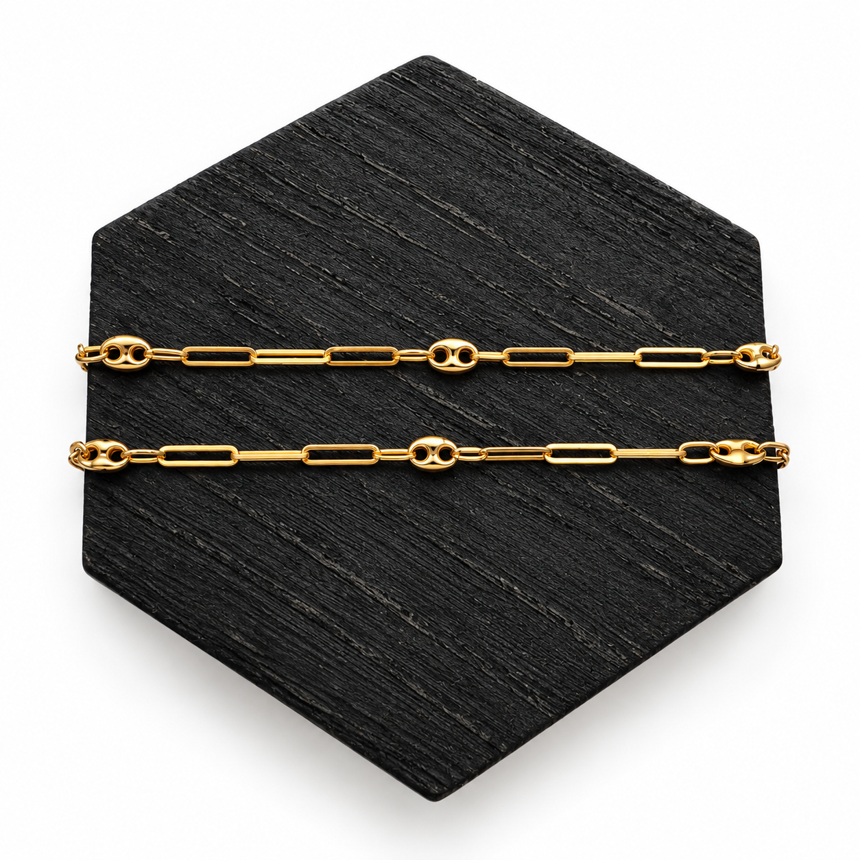 Cadena Rolo Mix con Calabrote de Oro 18K – 50 cm