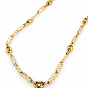 Cadena Rolo Mix con Calabrote de Oro 18K – 50 cm