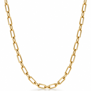 Cadena Rolo Alargado con Cierre Tipo Pato de Oro 18K – 55 cm