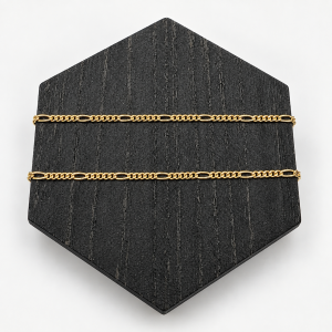 Cadena Mixta Fígaro con Eslabón Estilo Ancla de Oro 18K – 50 cm