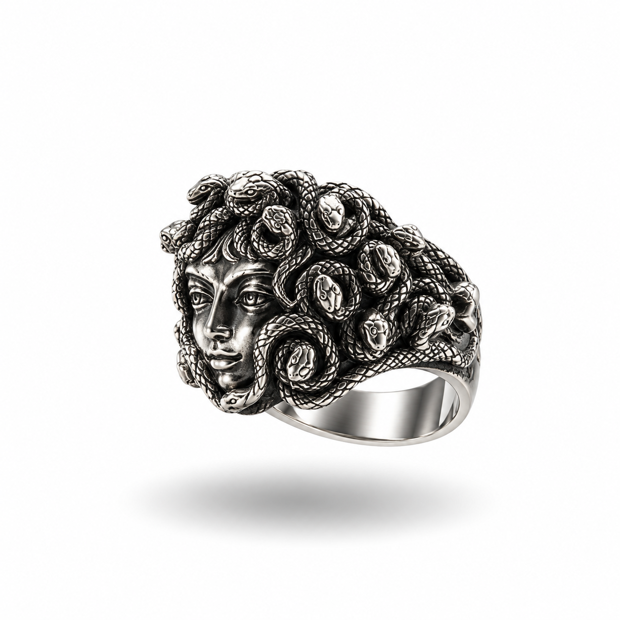 Anillo de Medusa con serpientes en plata de ley 925 – Talla 19, 9,5 g