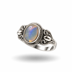 Anillo vintage con ópalo en plata de ley 925 – Talla 17, 2,35 g