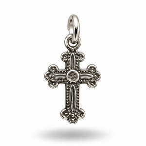 Colgante de cruz trilobulada grabada en plata de ley 925 – 1,15 g