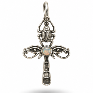 Colgante cruz egipcia plata 925 con ópalo | Or Bo
